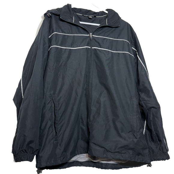 tek gear Other - TEK GEAR Men's Full Zip Jacket Black with Hood in Collar White Trim Lined Size M